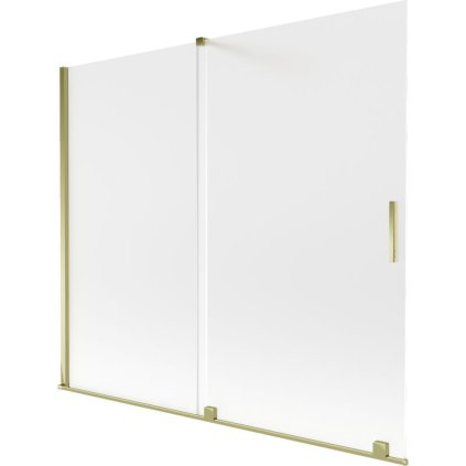 Mexen Velar, 2-krídlová posuvná vaňová zástena 180 x 150 cm, 8mm sklo námraza, zlatá lesklá, 896-180-000-31-50