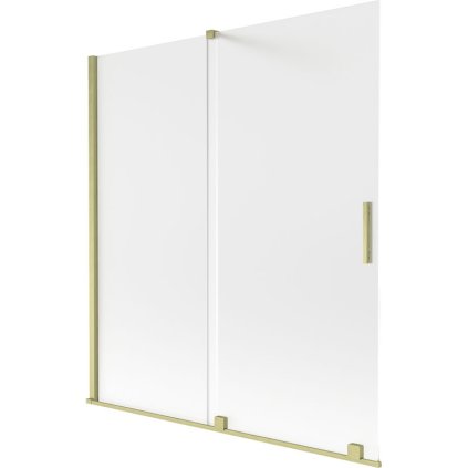 Mexen Velar, 2-krídlová posuvná vaňová zástena 150 x 150 cm, 8mm sklo námraza, zlatá matná, 896-150-000-31-55