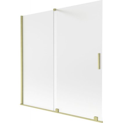 Mexen Velar, 2-krídlová posuvná vaňová zástena 160 x 150 cm, 8mm sklo námraza, zlatá matná, 896-160-000-31-55