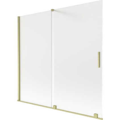 Mexen Velar, 2-krídlová posuvná vaňová zástena 170 x 150 cm, 8mm sklo námraza, zlatá matná, 896-170-000-31-55