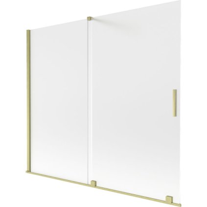 Mexen Velar, 2-krídlová posuvná vaňová zástena 180 x 150 cm, 8mm sklo námraza, zlatá matná, 896-180-000-31-55