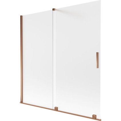 Mexen Velar, 2-krídlová posuvná vaňová zástena 160 x 150 cm, 8mm sklo námraza, ružové zlato, 896-160-000-31-60