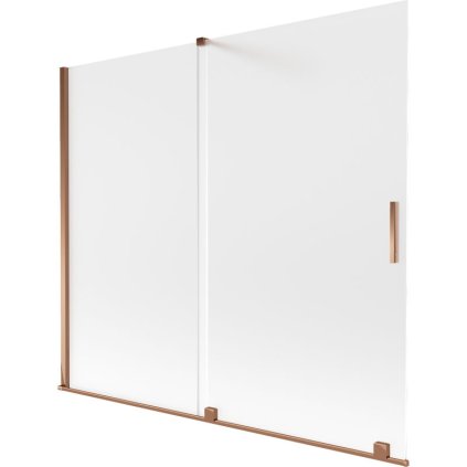 Mexen Velar, 2-krídlová posuvná vaňová zástena 180 x 150 cm, 8mm sklo námraza, ružové zlato, 896-180-000-31-60
