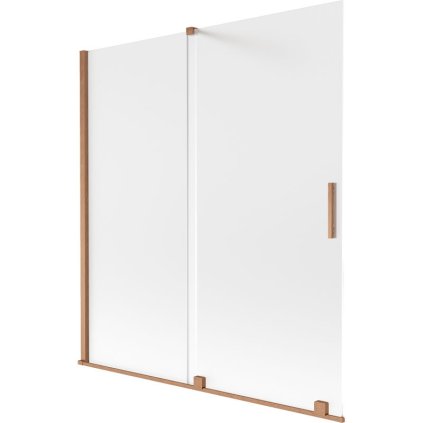 Mexen Velar, 2-krídlová posuvná vaňová zástena 150 x 150 cm, 8mm sklo námraza, medená matná, 896-150-000-31-65