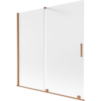 Mexen Velar, 2-krídlová posuvná vaňová zástena 160 x 150 cm, 8mm sklo námraza, medená matná, 896-160-000-31-65