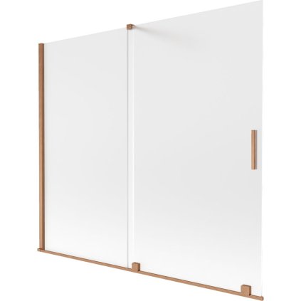 Mexen Velar, 2-krídlová posuvná vaňová zástena 180 x 150 cm, 8mm sklo námraza, medená matná, 896-180-000-31-65