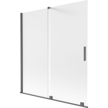 Mexen Velar, 2-krídlová posuvná vaňová zástena 150 x 150 cm, 8mm sklo námraza, grafit brúsený, 896-150-000-31-66