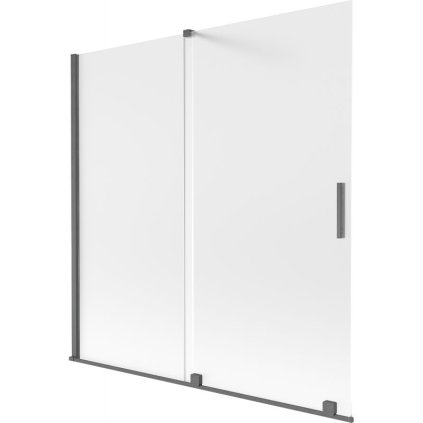 Mexen Velar, 2-krídlová posuvná vaňová zástena 160 x 150 cm, 8mm sklo námraza, grafit brúsený, 896-160-000-31-66