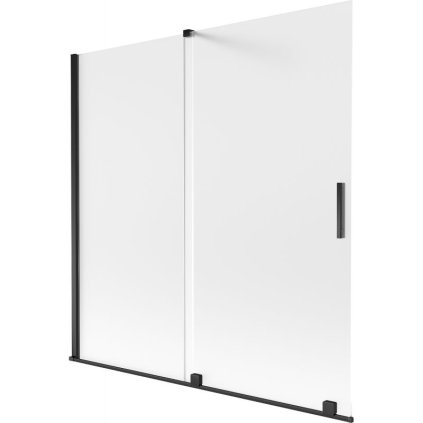 Mexen Velar, 2-krídlová posuvná vaňová zástena 160 x 150 cm, 8mm sklo námraza, čierna matná, 896-160-000-31-70