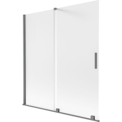 Mexen Velar, 2-krídlová posuvná vaňová zástena 150 x 150 cm, 8mm sklo námraza, brúsený grafit, 896-150-000-31-95