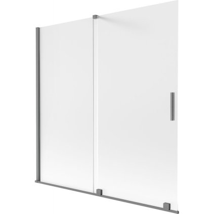 Mexen Velar, 2-krídlová posuvná vaňová zástena 160 x 150 cm, 8mm sklo námraza, brúsený grafit, 896-160-000-31-95