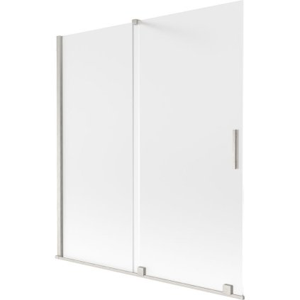 Mexen Velar, 2-krídlová posuvná vaňová zástena 150 x 150 cm, 8mm sklo námraza, brúsená oceľ, 896-150-000-31-97
