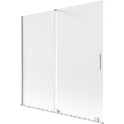 Mexen Velar, 2-krídlová posuvná vaňová zástena 160 x 150 cm, 8mm sklo námraza, brúsená oceľ, 896-160-000-31-97