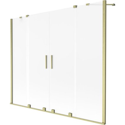 Mexen Velar Duo, 2-krídlová posuvná vaňová zástena 180 x 150 cm, 8mm sklo námraza, zlatá matná, 896-180-000-32-55