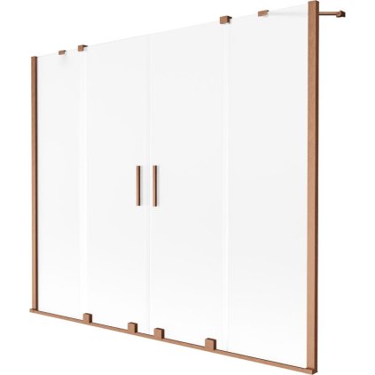 Mexen Velar Duo, 2-krídlová posuvná vaňová zástena 180 x 150 cm, 8mm sklo námraza, medená matná, 896-180-000-32-65