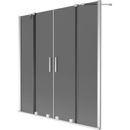 Mexen Velar Duo, 2-krídlová posuvná vaňová zástena 150 x 150 cm, 8mm šedé sklo, chrómová, 896-150-000-42-01