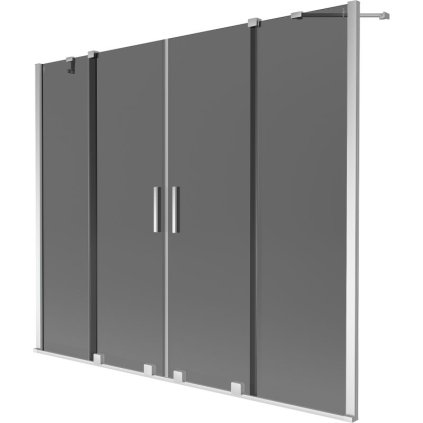Mexen Velar Duo, 2-krídlová posuvná vaňová zástena 180 x 150 cm, 8mm šedé sklo, chrómová, 896-180-000-42-01