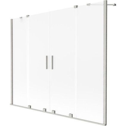 Mexen Velar Duo, 2-krídlová posuvná vaňová zástena 180 x 150 cm, 8mm sklo námraza, brúsená oceľ, 896-180-000-32-97