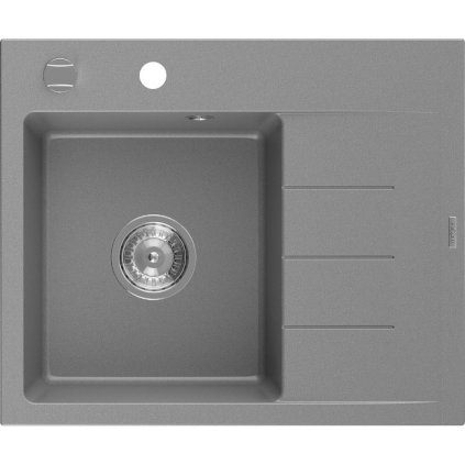 Mexen Ben, 1-komorový granitový drez 600x500x190 mm, ľavý+ chrómový sifón, šedá, 6522605000-71