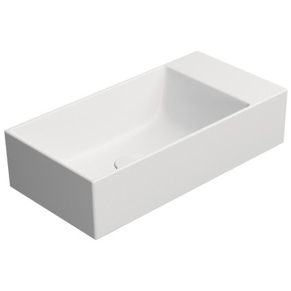 GSI, KUBE X keramické umývadlo 50x25cm, bez otvoru, pravé/ľavé, biela mat, 9486009