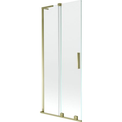 Mexen Velar L, 2-krídlová posuvná vaňová zástena 80 x 150 cm, 8mm číre sklo, zlatý lesklý profil, 896-080-003-01-50