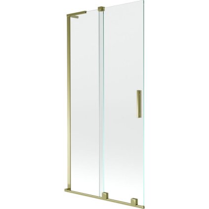 Mexen Velar L, 2-krídlová posuvná vaňová zástena 90 x 150 cm, 8mm číre sklo, zlatý lesklý profil, 896-090-003-01-50