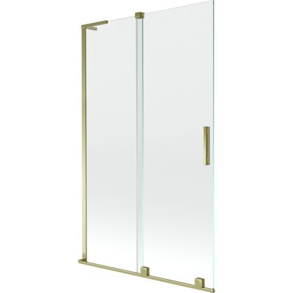 Mexen Velar L, 2-krídlová posuvná vaňová zástena 110 x 150 cm, 8mm číre sklo, zlatý lesklý profil, 896-110-003-01-50