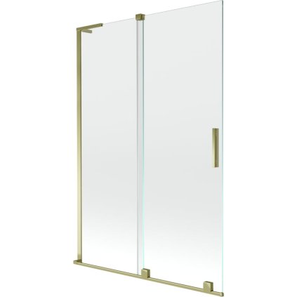 Mexen Velar L, 2-krídlová posuvná vaňová zástena 120 x 150 cm, 8mm číre sklo, zlatý lesklý profil, 896-120-003-01-50