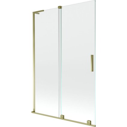 Mexen Velar L, 2-krídlová posuvná vaňová zástena 120 x 150 cm, 8mm číre sklo, zlatý lesklý profil, 896-120-003-01-50