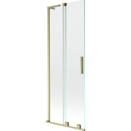 Mexen Velar L, 2-krídlová posuvná vaňová zástena 70 x 150 cm, 8mm číre sklo, zlatý matný profil, 896-070-003-01-55