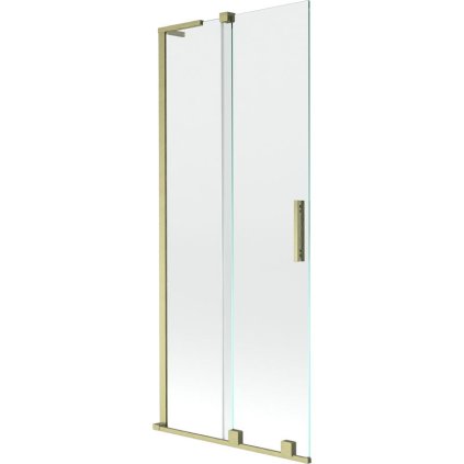 Mexen Velar L, 2-krídlová posuvná vaňová zástena 85 x 150 cm, 8mm číre sklo, zlatý matný profil, 896-085-003-01-55