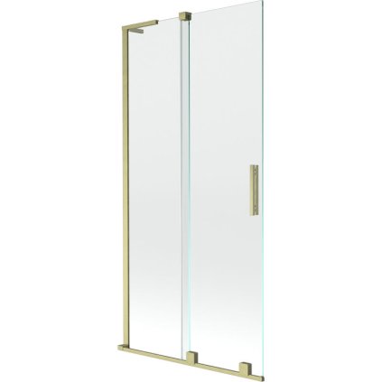 Mexen Velar L, 2-krídlová posuvná vaňová zástena 90 x 150 cm, 8mm číre sklo, zlatý matný profil, 896-090-003-01-55