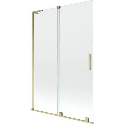 Mexen Velar L, 2-krídlová posuvná vaňová zástena 120 x 150 cm, 8mm číre sklo, zlatý matný profil, 896-120-003-01-55