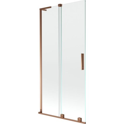Mexen Velar L, 2-krídlová posuvná vaňová zástena 90 x 150 cm, 8mm číre sklo, ružové zlato, 896-090-003-01-60