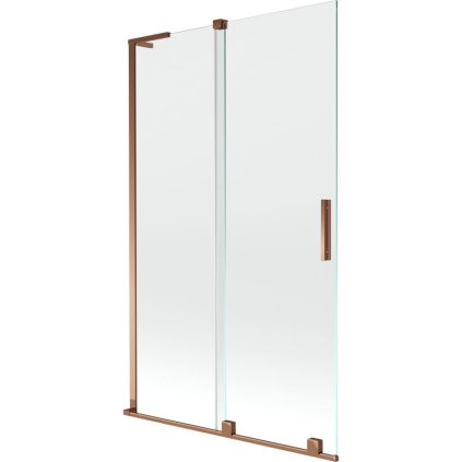 Mexen Velar L, 2-krídlová posuvná vaňová zástena 110 x 150 cm, 8mm číre sklo, ružové zlato, 896-110-003-01-60