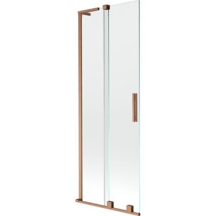 Mexen Velar L, 2-krídlová posuvná vaňová zástena 75 x 150 cm, 8mm číre sklo, medená matná, 896-075-003-01-65