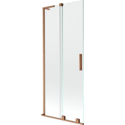Mexen Velar L, 2-krídlová posuvná vaňová zástena 85 x 150 cm, 8mm číre sklo, medená matná, 896-085-003-01-65