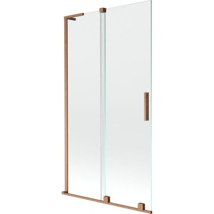 Mexen Velar L, 2-krídlová posuvná vaňová zástena 100 x 150 cm, 8mm číre sklo, medená matná, 896-100-003-01-65