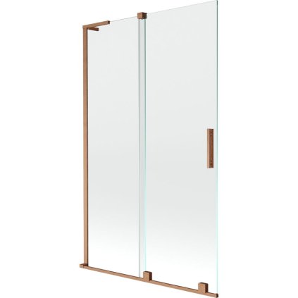 Mexen Velar L, 2-krídlová posuvná vaňová zástena 110 x 150 cm, 8mm číre sklo, medená matná, 896-110-003-01-65
