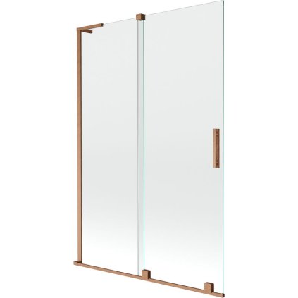 Mexen Velar L, 2-krídlová posuvná vaňová zástena 120 x 150 cm, 8mm číre sklo, medená matná, 896-120-003-01-65