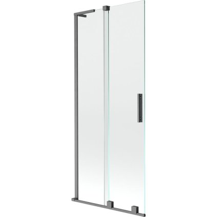 Mexen Velar L, 2-krídlová posuvná vaňová zástena 85 x 150 cm, 8mm číre sklo, brúsený grafit, 896-085-003-01-66