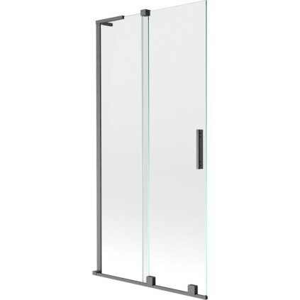 Mexen Velar L, 2-krídlová posuvná vaňová zástena 90 x 150 cm, 8mm číre sklo, brúsený grafit, 896-090-003-01-66