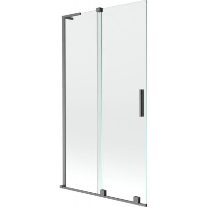 Mexen Velar L, 2-krídlová posuvná vaňová zástena 100 x 150 cm, 8mm číre sklo, brúsený grafit, 896-100-003-01-66