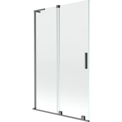 Mexen Velar L, 2-krídlová posuvná vaňová zástena 110 x 150 cm, 8mm číre sklo, brúsený grafit, 896-110-003-01-66
