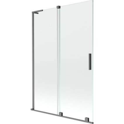 Mexen Velar L, 2-krídlová posuvná vaňová zástena 120 x 150 cm, 8mm číre sklo, brúsený grafit, 896-120-003-01-66