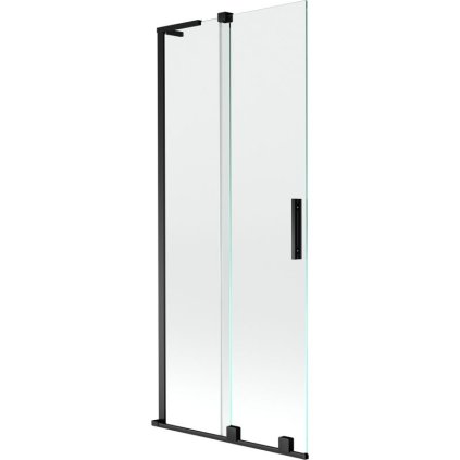 Mexen Velar L, 2-krídlová posuvná vaňová zástena 85 x 150 cm, 8mm číre sklo, čierna matná, 896-085-003-01-70