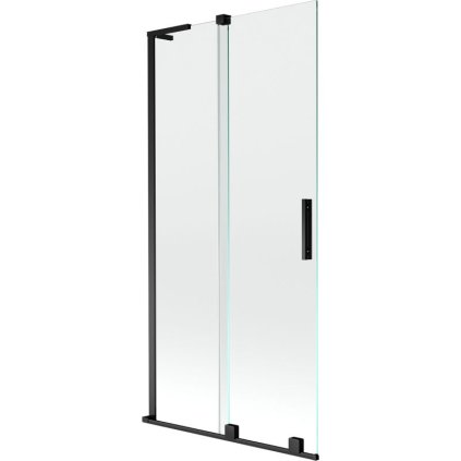 Mexen Velar L, 2-krídlová posuvná vaňová zástena 90 x 150 cm, 8mm číre sklo, čierna matná, 896-090-003-01-70