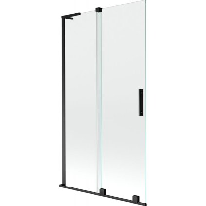 Mexen Velar L, 2-krídlová posuvná vaňová zástena 100 x 150 cm, 8mm číre sklo, čierna matná, 896-100-003-01-70