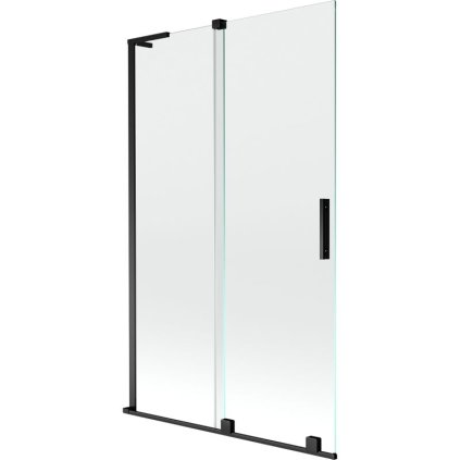 Mexen Velar L, 2-krídlová posuvná vaňová zástena 110 x 150 cm, 8mm číre sklo, čierna matná, 896-110-003-01-70