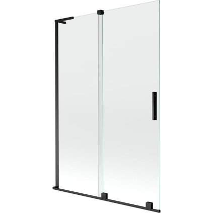 Mexen Velar L, 2-krídlová posuvná vaňová zástena 120 x 150 cm, 8mm číre sklo, čierna matná, 896-120-003-01-70